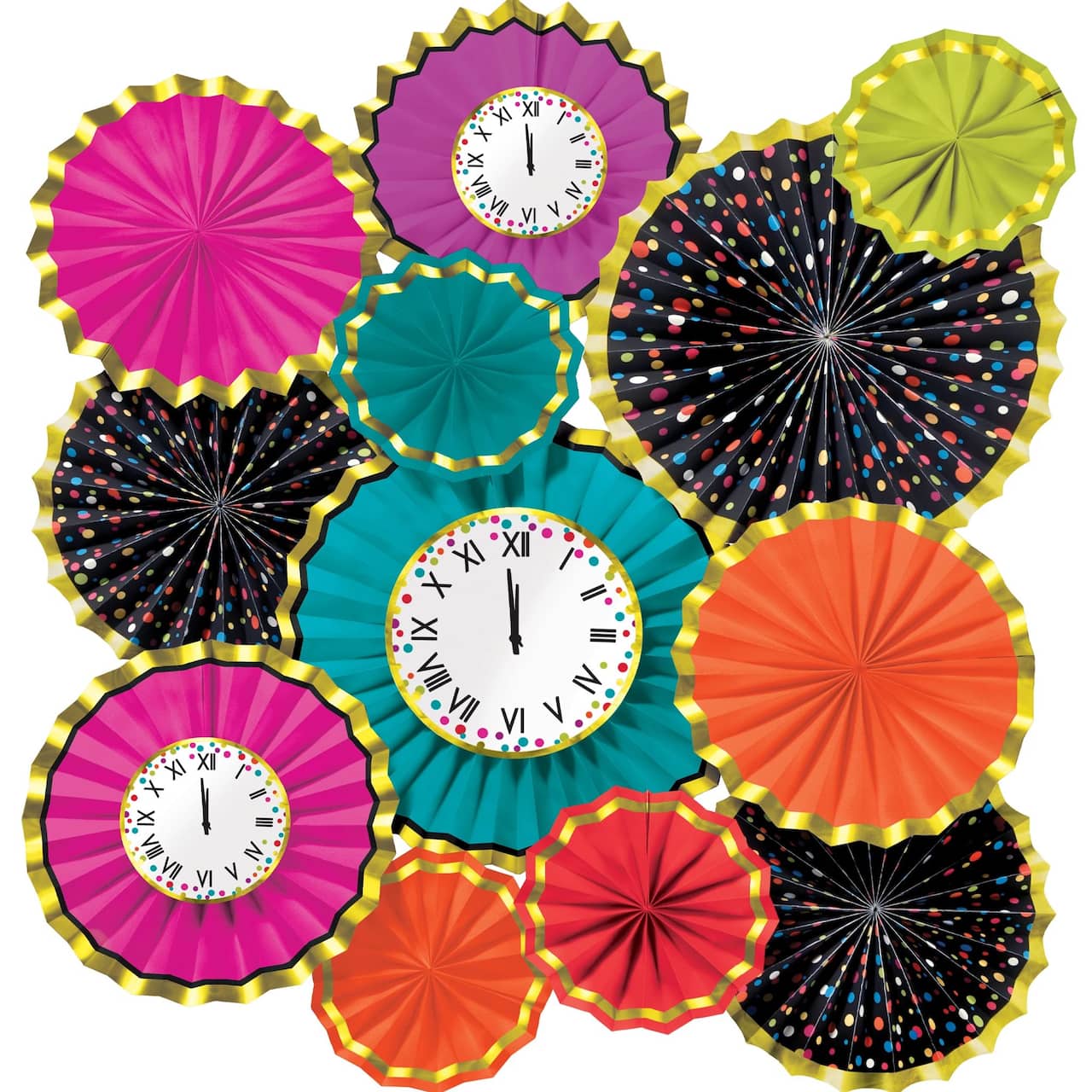 New Year&#x27;s Colorful Confetti Fan Decorating Kit